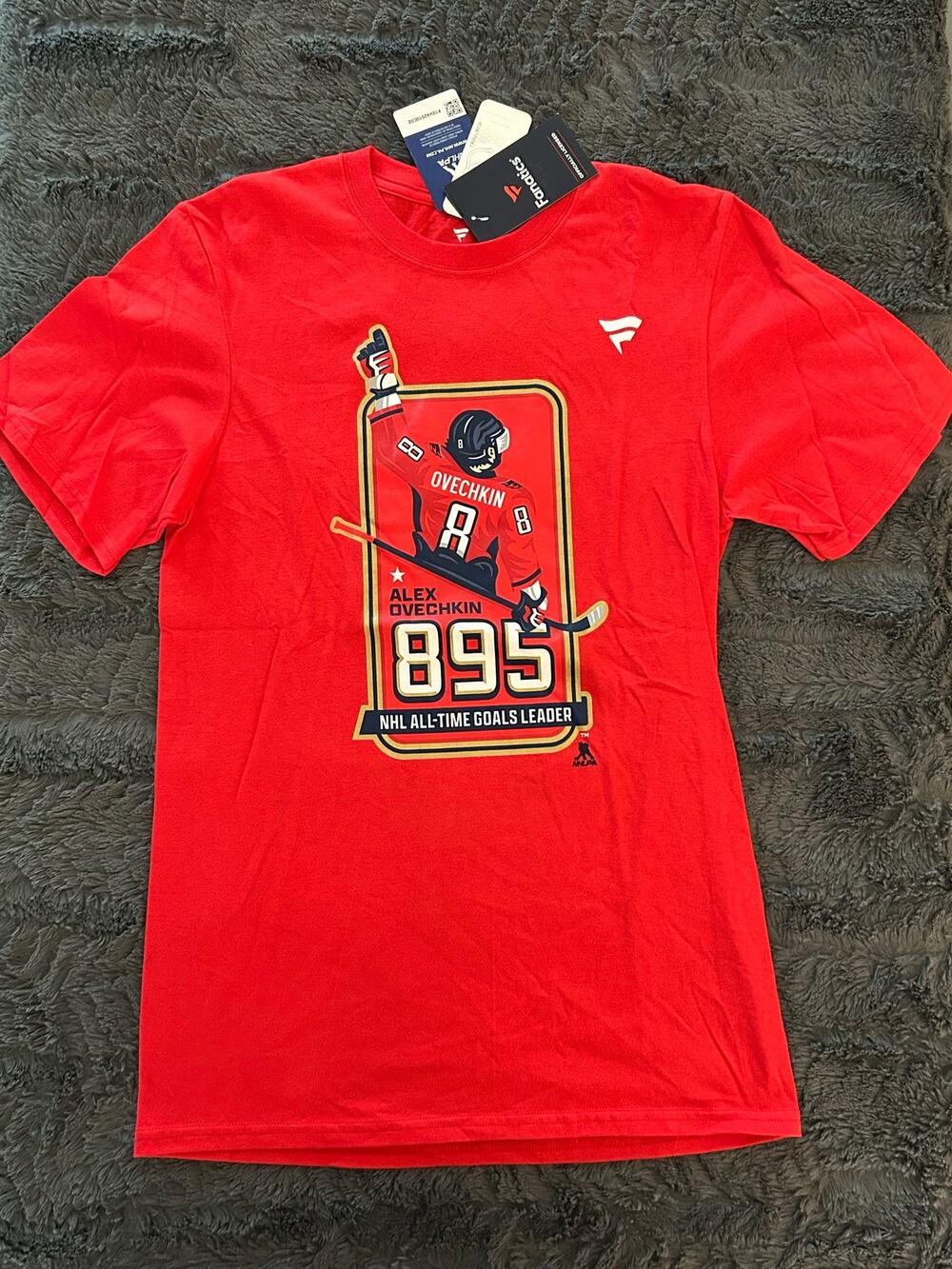 Alex Ovechkin All Time Goals Leader Fanatics Red Small T-Shirt (NWT)